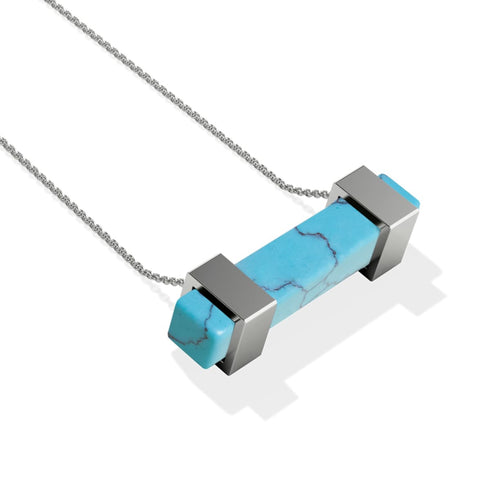 Turquoise | Silver | Gemstone Bar Necklace